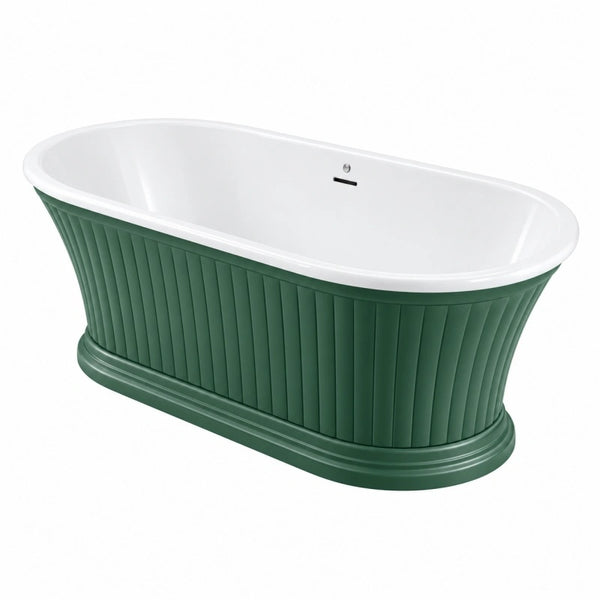 Freistehende Badewanne 170 x 75 x 68 cm Acryl Grün Weiß geriffeltes Design