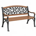 Gartenbank 125 cm Metall Braun Schwarz mit Blattdekor