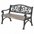 Gartenbank 125 cm Metall und Holzoptik Schwarz Grau Klassisch für Außenbereich