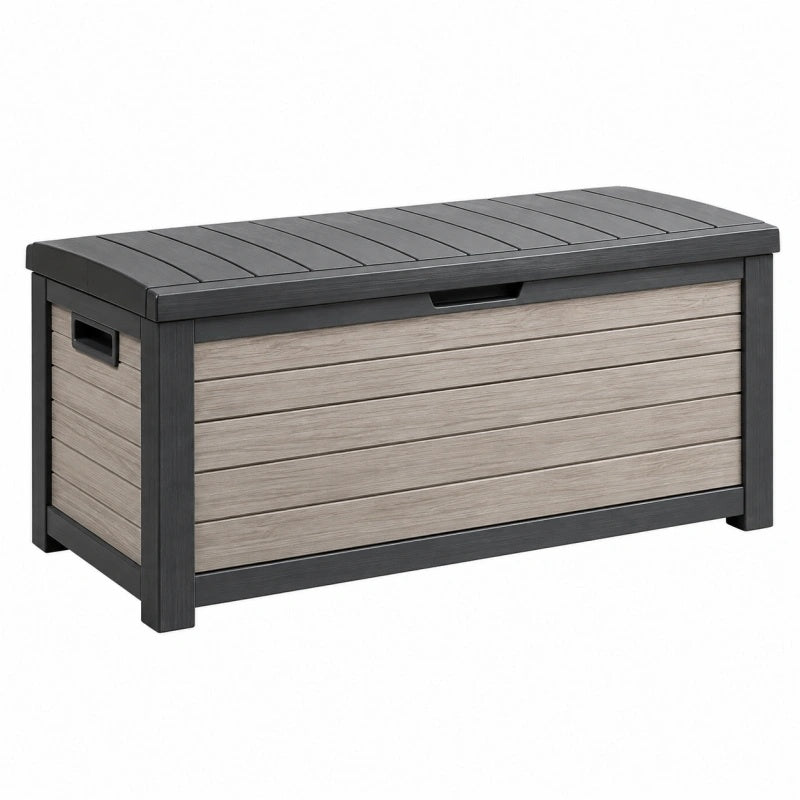 Garten-Aufbewahrungsbox 120 x 60 x 63 cm Kunststoff Anthrazit/Grau wetterfest mit Klappdeckel