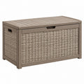 Aufbewahrungsbox 117 x 45 x 57 cm Kunststoff Taupe Rattanoptik mit Deckel