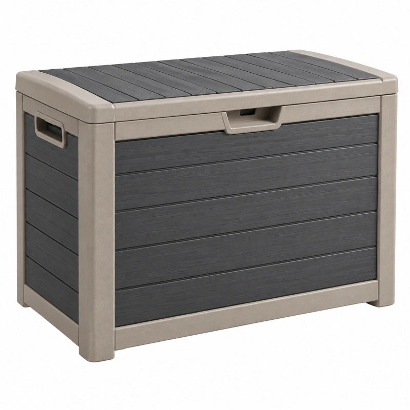 Garten-Aufbewahrungsbox 115 x 65 x 75 cm Kunststoff Taupe Anthrazit wetterfest mit Deckel