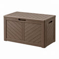 Aufbewahrungsbox 120 x 53 x 57 cm Kunststoff Braun für Garten Holzoptik mit Deckel