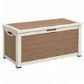 Garten-Aufbewahrungsbox 120 x 60 x 63 cm Kunststoff in Holzoptik Braun Weiß mit Deckel