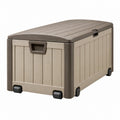 Aufbewahrungsbox 117 x 45 x 57 cm aus Kunststoff Taupe mit Rollen für den Außenbereich