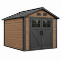 Gartenhaus 300 x 240 x 250 cm in Braun Anthrazit mit Doppeltür Holzoptik und Satteldach