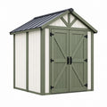 Gartenhaus 200 x 150 x 210 cm aus Holz Grün Weiß mit Doppeltür und Metall Dach
