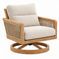 Garten-Drehsessel 82 x 76 x 88 cm Holz Beige mit Seilgeflecht für Terrasse im modernen Stil