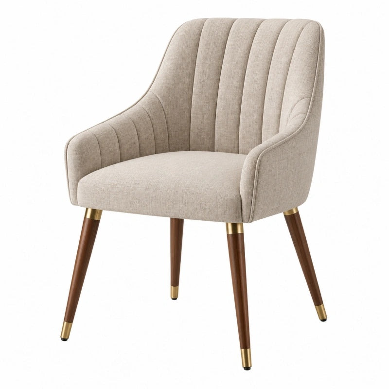 Polsterstuhl 65 x 65 x 85 cm beige Textilbezug Holzbeine für Esszimmer Retro