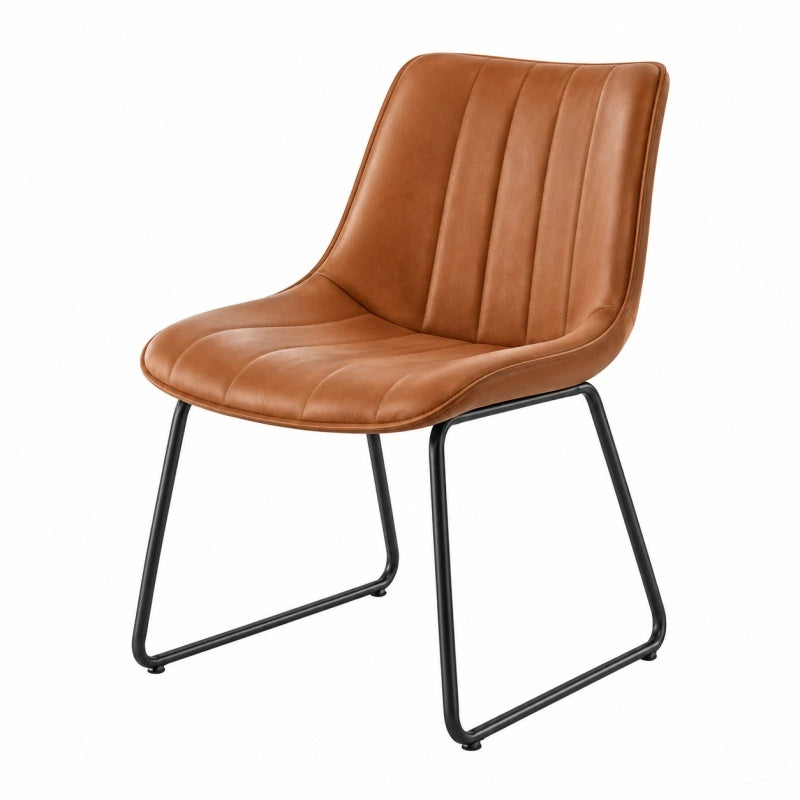 Freischwinger Esszimmerstuhl 50 x 60 x 85 cm Kunstleder Cognac gepolstert Modern