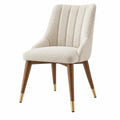 Polsterstuhl 58 x 64 x 88 cm Beige Stoff Holzbeine mit Rückenlehne