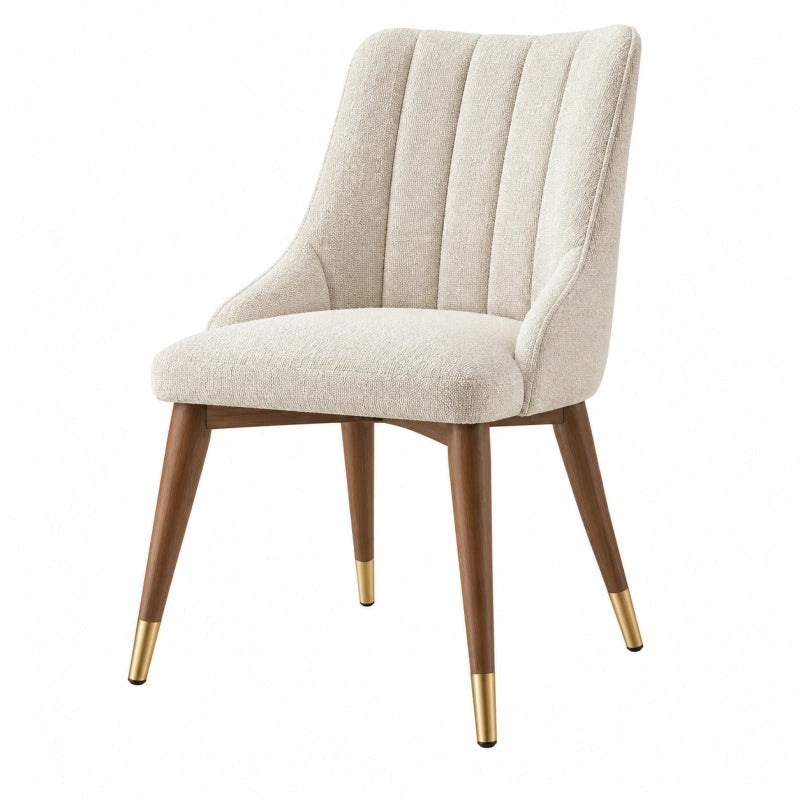 Polsterstuhl 58 x 64 x 88 cm Beige Stoff Holzbeine mit Rückenlehne